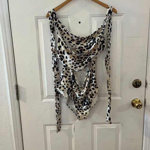 Aerie Women's One-Piece Wrap Animal Print Swimsuit Sz Lr Long - Picture 6 of 10